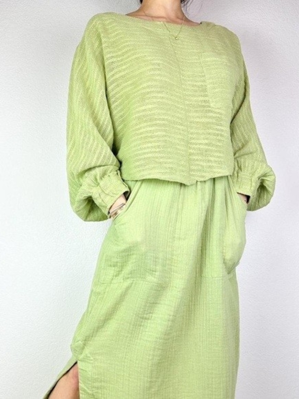FP Light Green Cotton Skirt Set